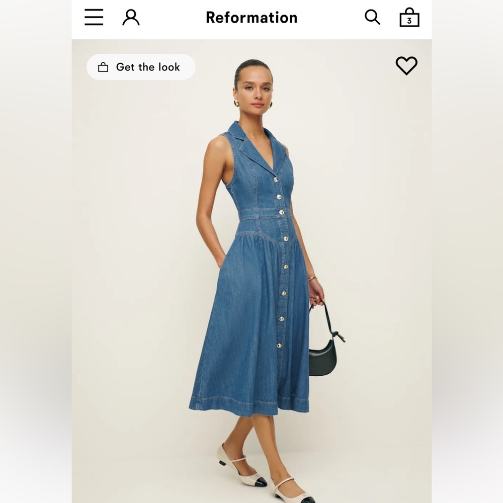 New! Reformation Ellison Denim Midi Dress, size 4